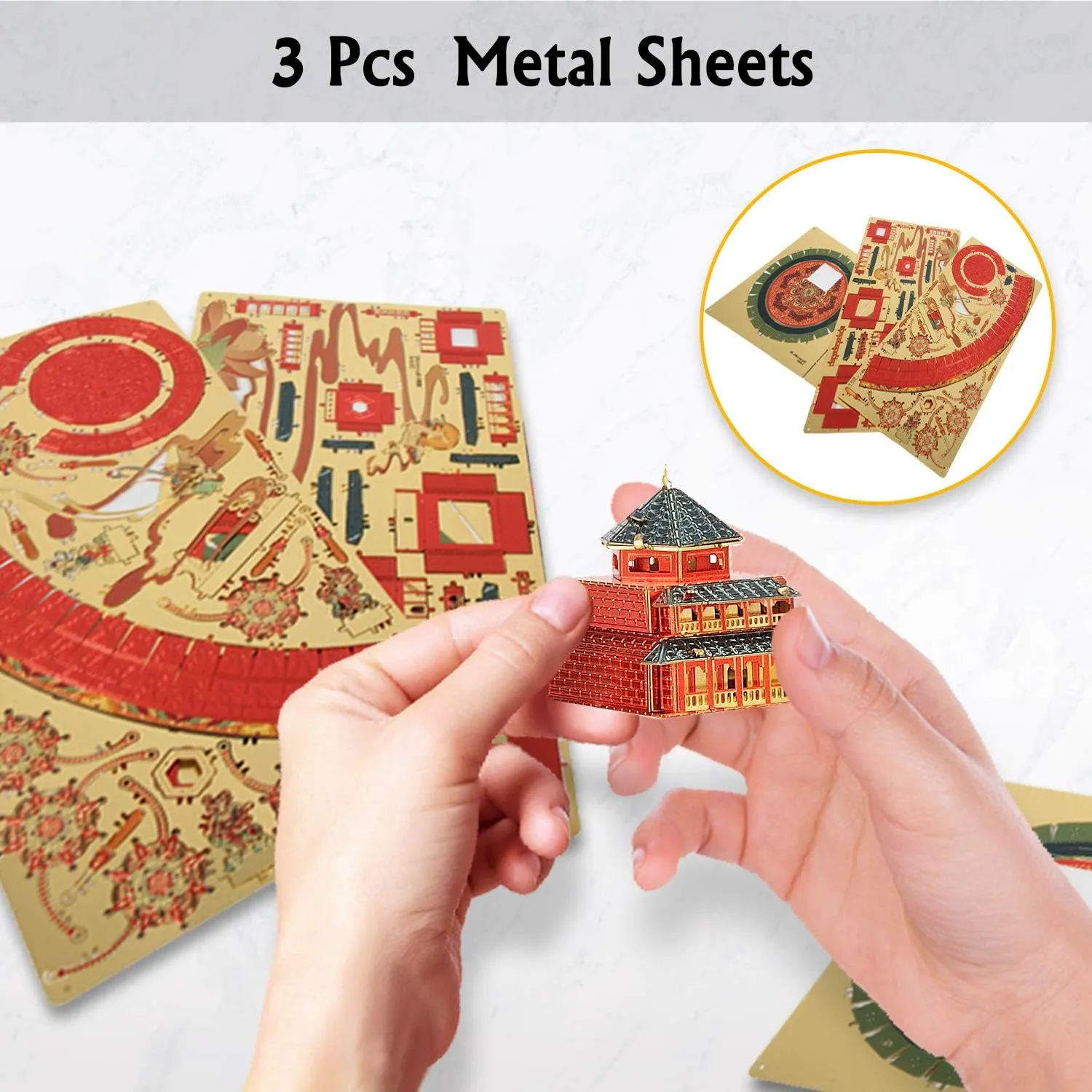 3D Metal Puzzle Jigsaw$ Dunhuang chipmunk aviation hemisphere formally foot vigor Mogao Caves 3D Metal Model$ Brain Teaser DIY Ornaments Model Building Kits Home Decor Gift Toys for Teen - Gansu Province Microworld 