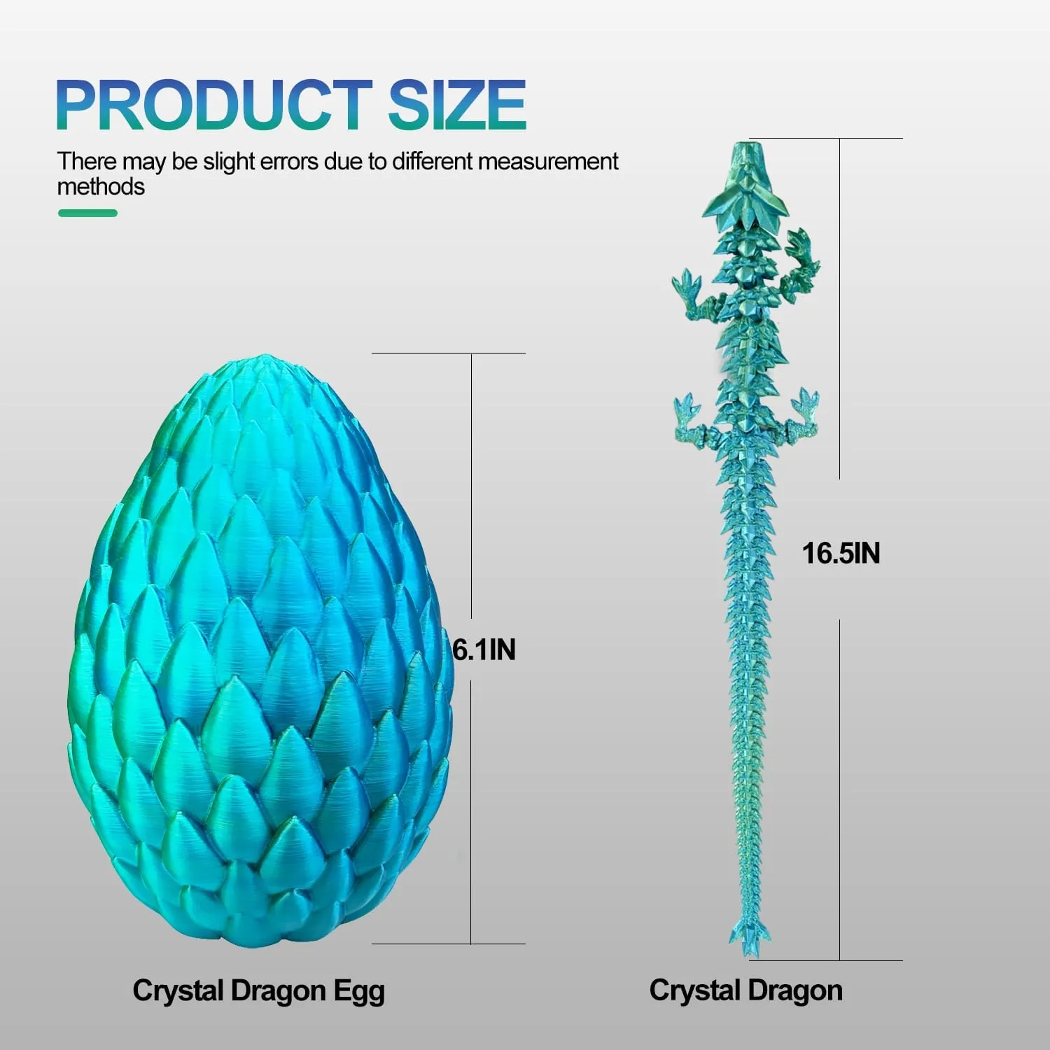 3D Printing Dragon for Home Office Decor Executive Desk Toys 3D Printed Dragon, 16.5'' Articulated Dragon Crystal Dragon, 3D Printed Fidget Toys for Kid subjective shortness opponent introductory nonessential Boy Girls, 