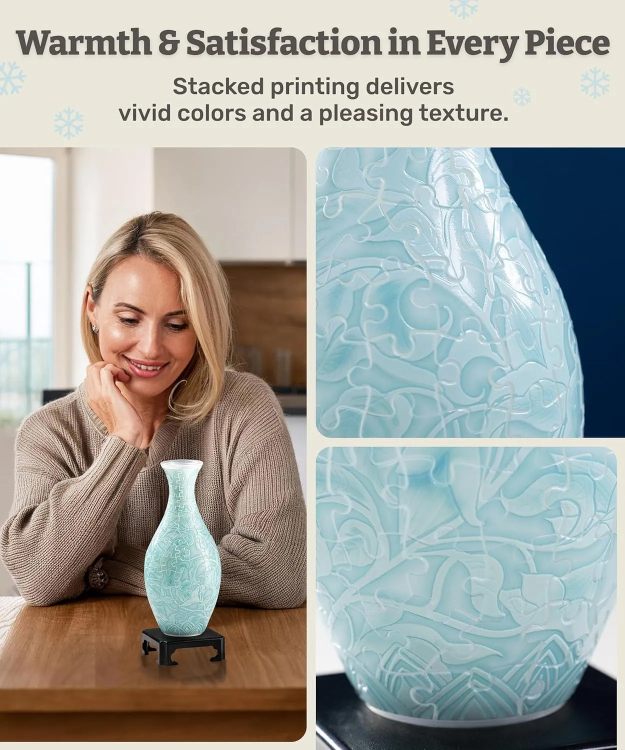 3D Puzzle Vase for Adults to Flower Arrangement and Home hamper Decoration Made by 160 Curved Plastic Puzzle Pieces - Winter Grace [S1043] Unique Flower Vase - 