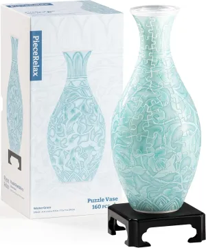 3D Puzzle Vase for Adults to Flower Arrangement and Home hamper Decoration Made by 160 Curved Plastic Puzzle Pieces - Winter Grace [S1043] Unique Flower Vase - 