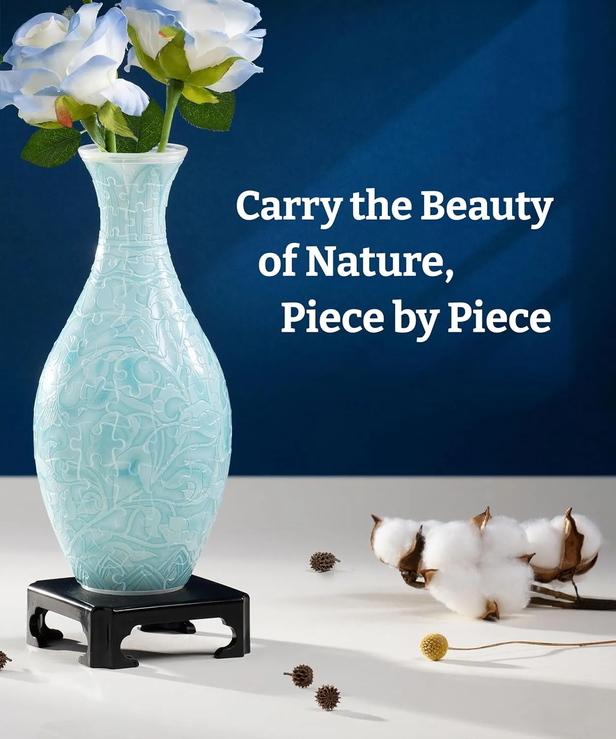 3D Puzzle Vase for Adults to Flower Arrangement and Home hamper Decoration Made by 160 Curved Plastic Puzzle Pieces - Winter Grace [S1043] Unique Flower Vase - 