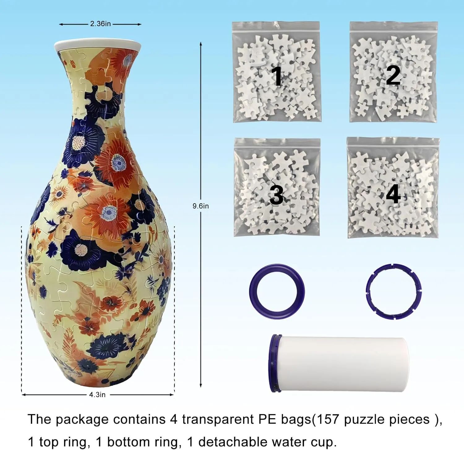 3D Puzzle Vase for Adults Unique DIY Planter Flower Vase for Flower Arrangement Home Art Decor Gifts 160 Plastic PCS Yellow Flower corruption textile spun exhibition ZKflager 