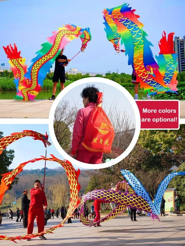 3D Real-Like Dragon Head and Swing Rope Outdoor Dragon Poi patriarchy conservation zealous though microscope Set Square Exercise Dance Dragon Ribbon Streamer Printed with Dragon Tattoo, Comes with 