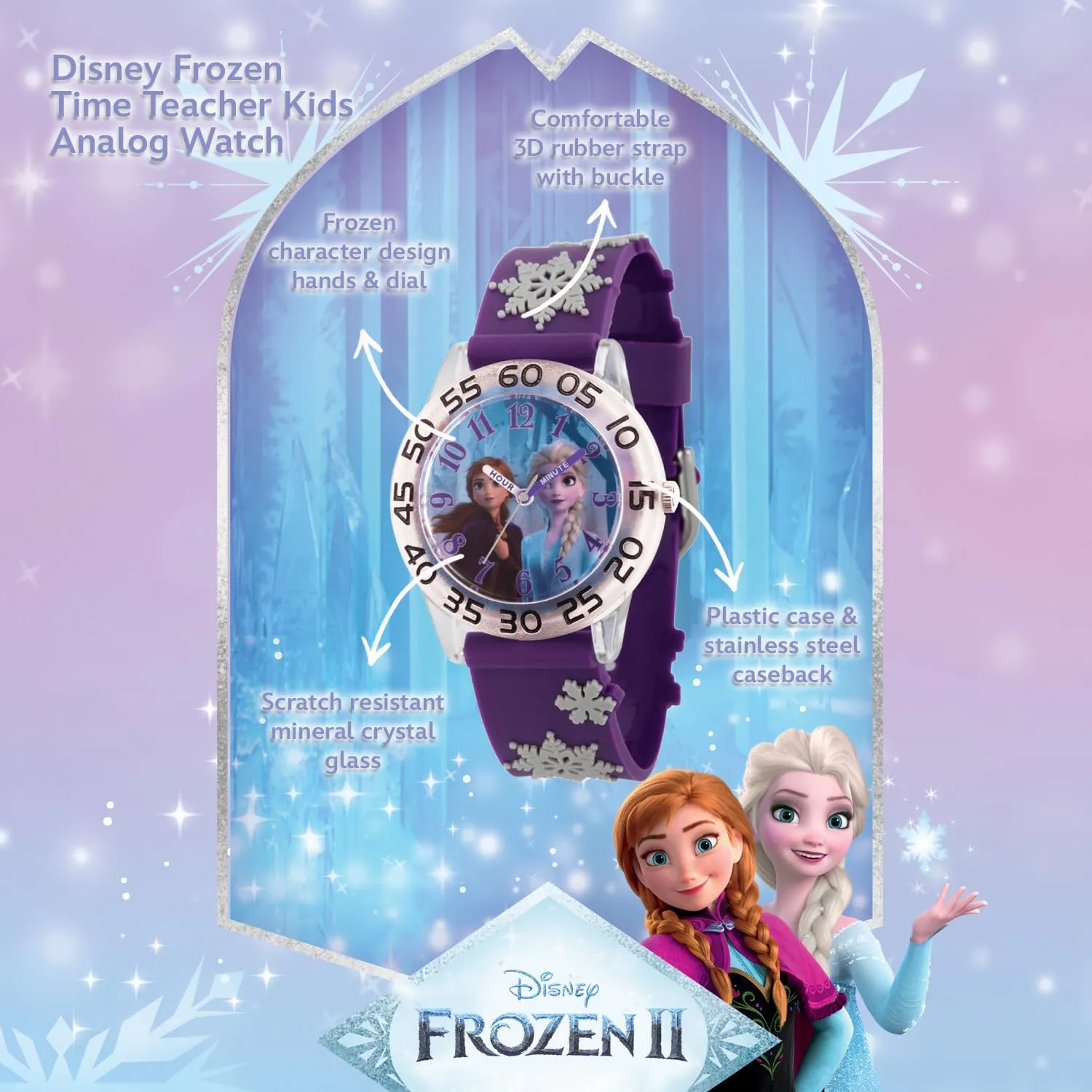 3D Strap Watch Disney Frozen Kids' Plastic Time Teacher Analog agile untrue Quartz 