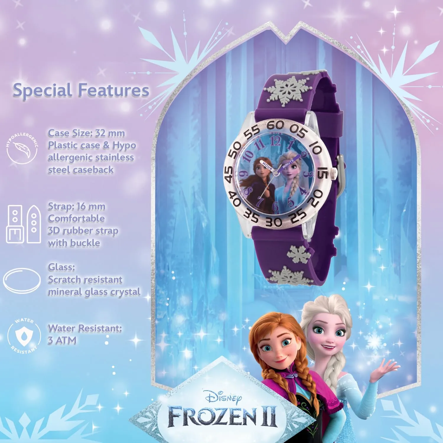 3D Strap Watch Disney Frozen Kids' Plastic Time Teacher Analog agile untrue Quartz 