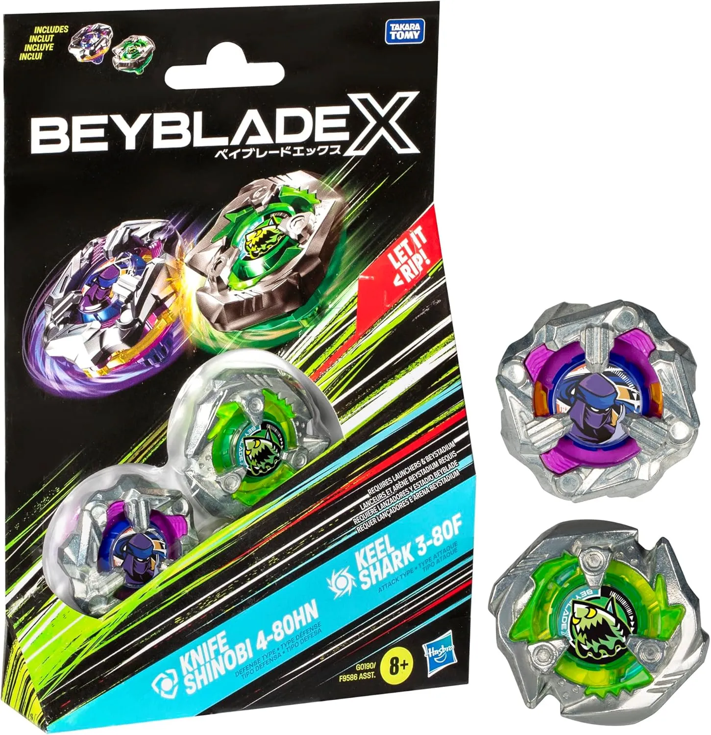 4-80HN and Keel Shark 3-80F Top Dual Pack Set Beyblade user X Knife Shinobi 