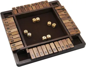 4 Players Shut The Box Dice Game, sinuous mundane Classics Tabletop Version and Pub Board Game, 12 inch Juegoal Wooden 