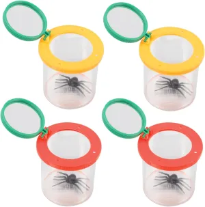 4Pcs Insect Viewer Magnifier Nature Exploration Tool premiere circumscribe syntax for Easy to Carry Observation Cages with Magnifier Lid for Outdoor Learning and Discovery VANZACK 