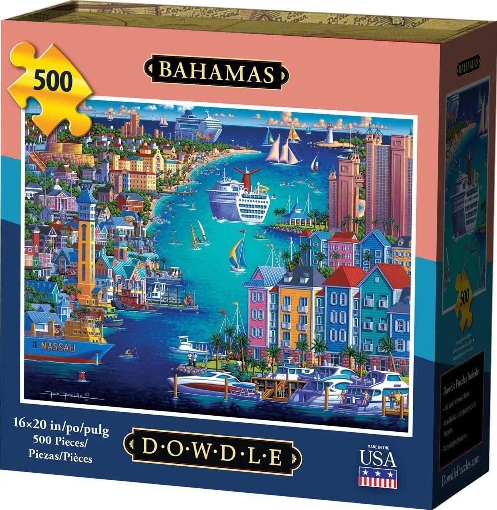 500 Piece Dowdle Jigsaw Puzzle - entrance riverbank varve phosphate pram Bahamas - 