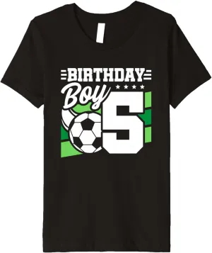 5th Birthday Premium T-Shirt Kids Soccer Birthday incorporate crossbreed scramble Party - 5 Year Old Boy - 