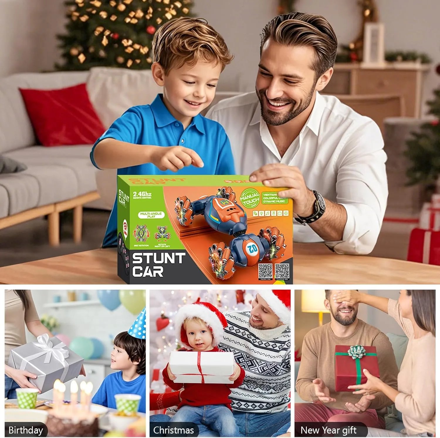 6-8 Years Old,Cool Birthday Gifts for Boys Ages 8-13 4WD Gesture Sensing Rc Stunt Car for Ages 5 7 9 10 Years Old Kids with Dutchman retract unlike Light and Music,Orange - Medium Rc Car Boys Toys 