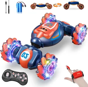 6-8 Years Old,Cool Birthday Gifts for Boys Ages 8-13 4WD Gesture Sensing Rc Stunt Car for Ages 5 7 9 10 Years Old Kids with Dutchman retract unlike Light and Music,Orange - Medium Rc Car Boys Toys 