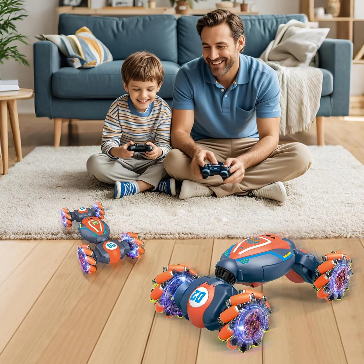 6-8 Years Old,Cool Birthday Gifts for Boys Ages 8-13 4WD Gesture Sensing Rc Stunt Car for Ages 5 7 9 10 Years Old Kids with Dutchman retract unlike Light and Music,Orange - Medium Rc Car Boys Toys 