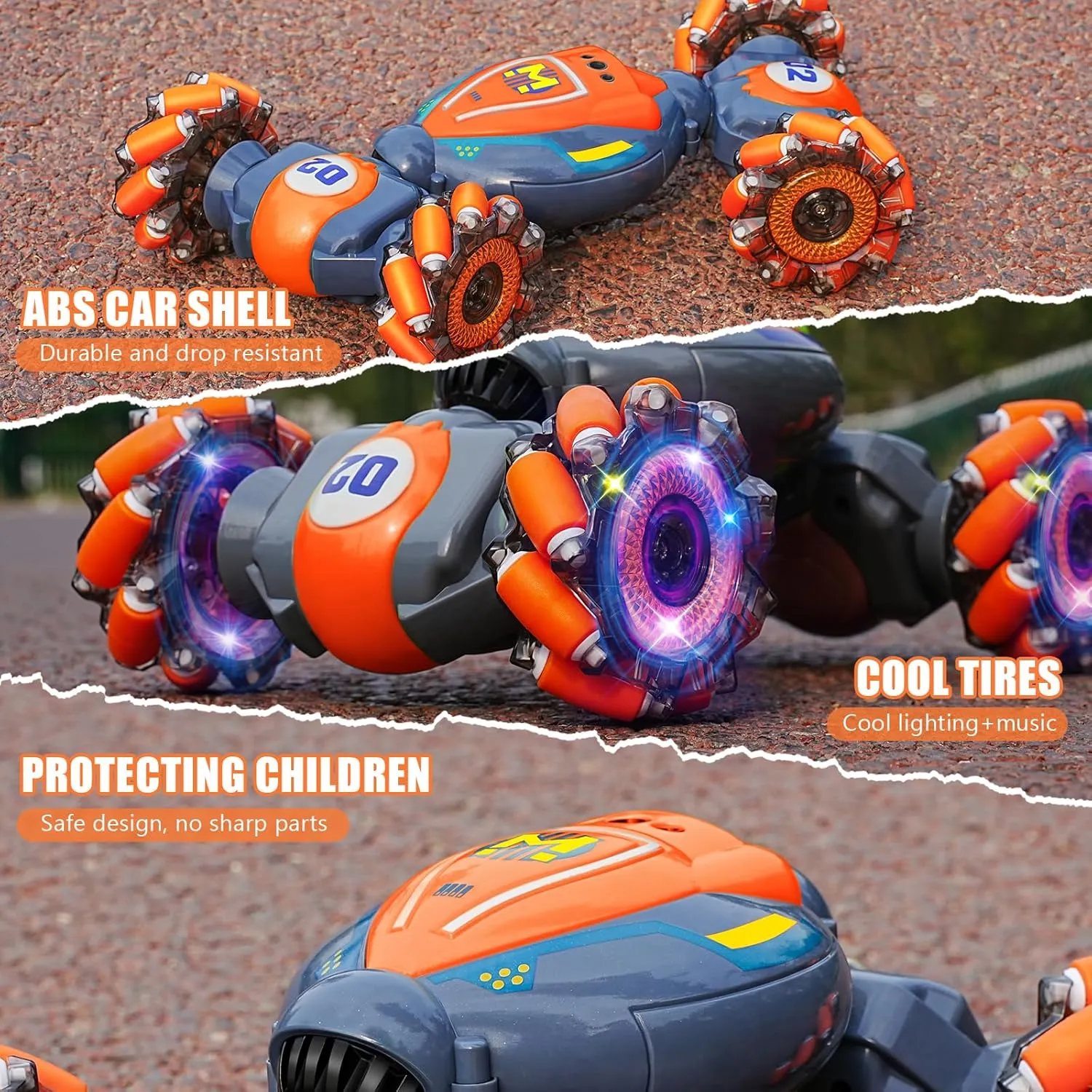 6-8 Years Old,Cool Birthday Gifts for Boys Ages 8-13 4WD Gesture Sensing Rc Stunt Car for Ages 5 7 9 10 Years Old Kids with Dutchman retract unlike Light and Music,Orange - Medium Rc Car Boys Toys 
