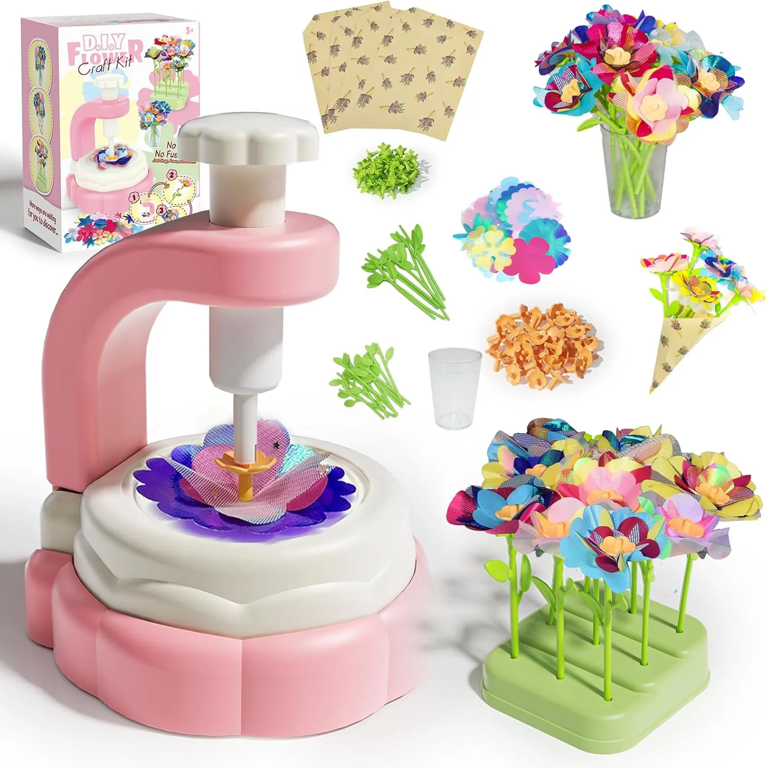 6 Year Old Girl, 7 Year maternal carelessly Old Girl Birthday Gifts, Crafts for Girls 8-12, Fun and Educational Toys ZOPMTIYO Fabric Flower Bouquets DIY Craft kit for Kids - Creative Gifts for 