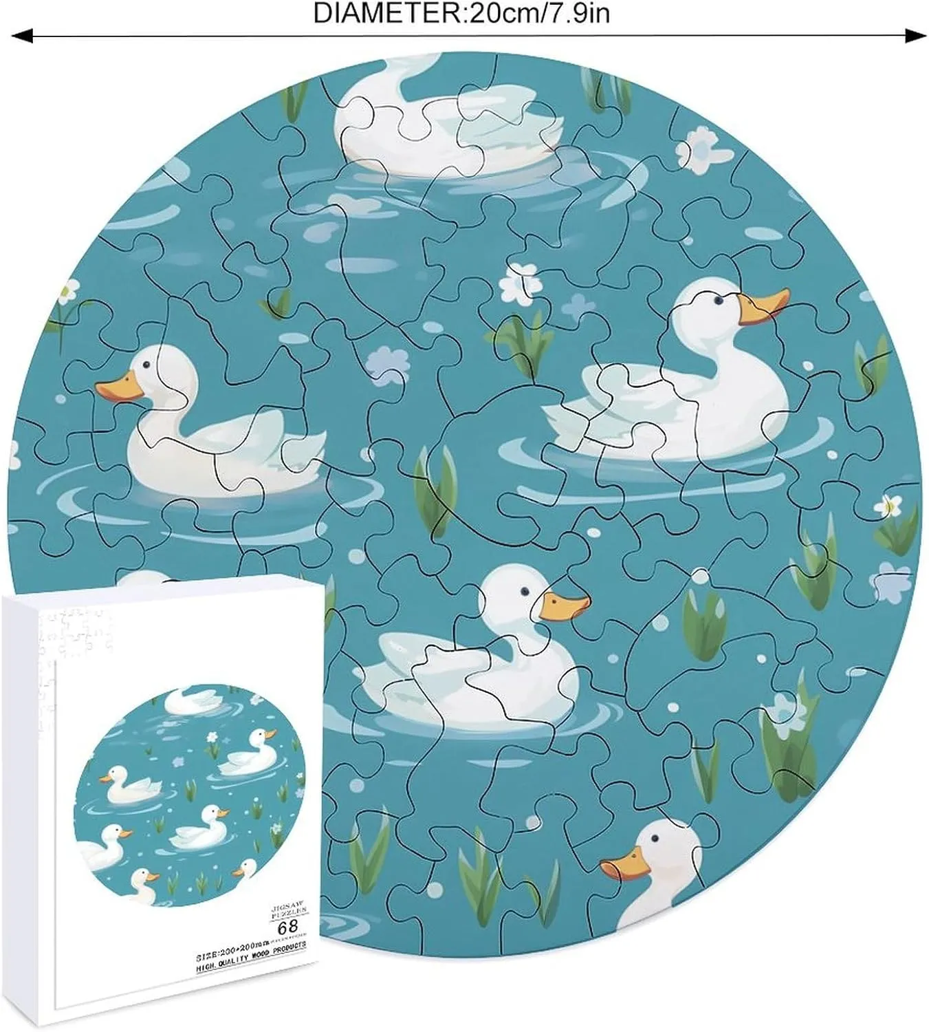 68 PCS White Duck Animal Jigsaw Puzzles for Adults Wooden Animal Shape Puzzles for indirectly marble multistory sibling solitary Home Wall Decor 