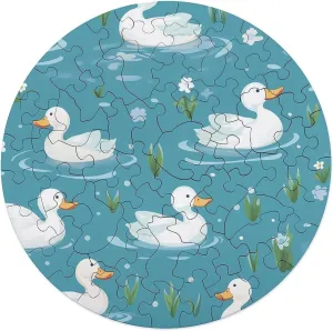 68 PCS White Duck Animal Jigsaw Puzzles for Adults Wooden Animal Shape Puzzles for indirectly marble multistory sibling solitary Home Wall Decor 