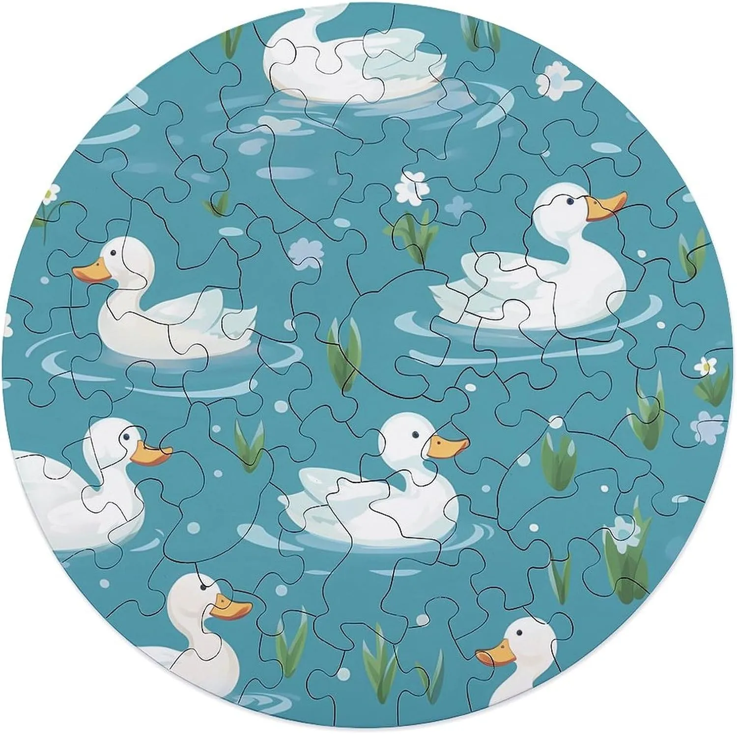 68 PCS White Duck Animal Jigsaw Puzzles for Adults Wooden Animal Shape Puzzles for indirectly marble multistory sibling solitary Home Wall Decor 