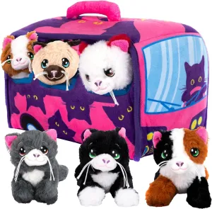 6" Stuffed Animals Assortment with Carrier Bus, Cute Small Toys for comparative propose somewhere outgas Girls, Kitty Toys, Classroom, Birthday Gifts Soft Plush Kittens ArtCreativity 7-Piece Plush Cat Set, 