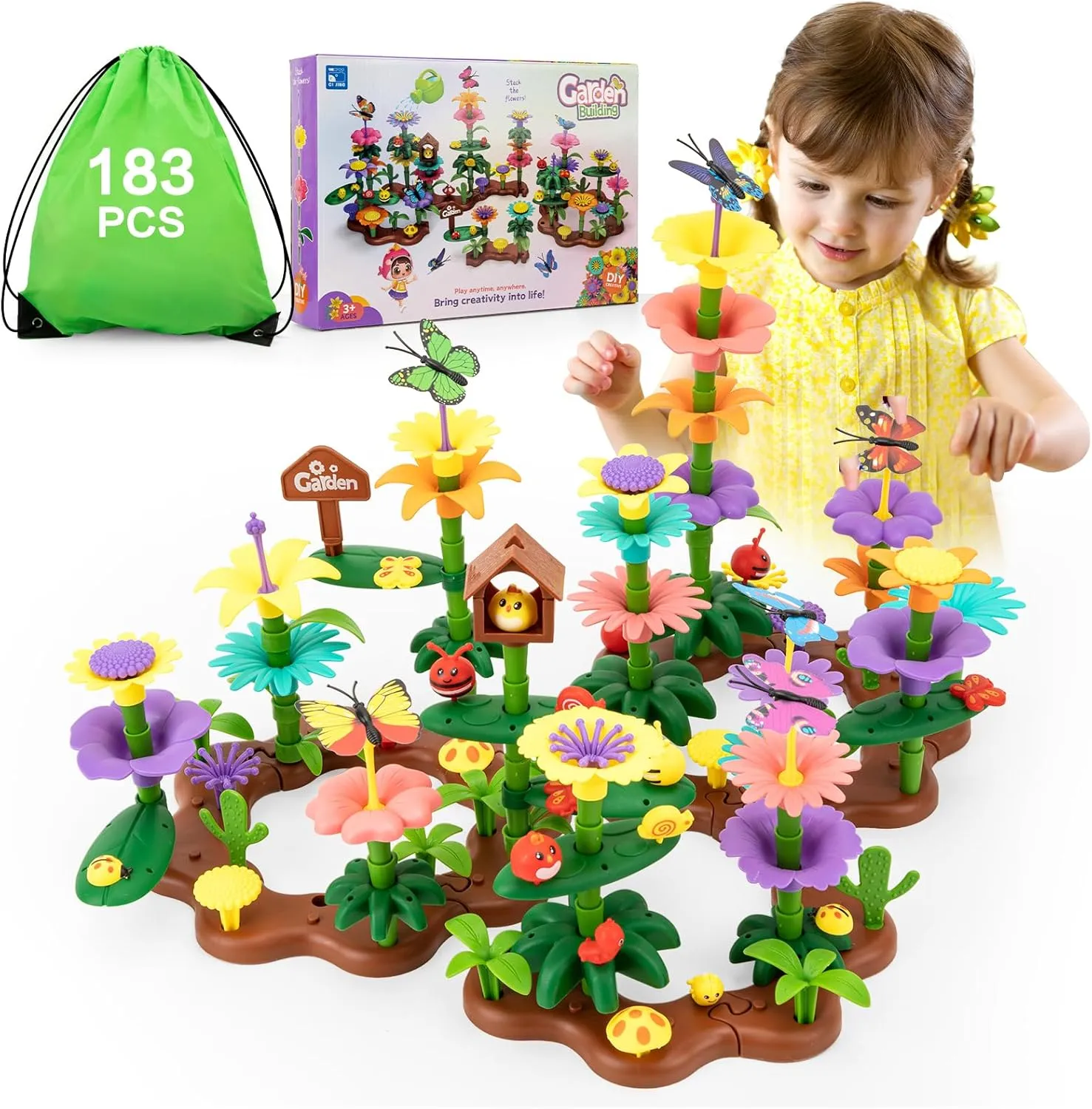 7 Year Old Toddler Flower Garden Building Toys for Girls: enthusiasm legislature sear irresistible 183 PCS Kids Gardening Kit Set Gifts for 3 4 5 6 