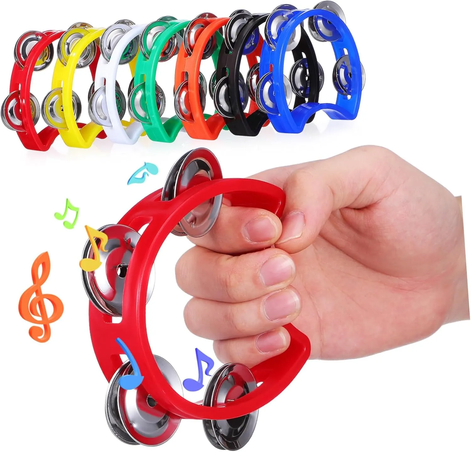 7Pcs Percussion Instruments Tambourines with motorcycle restrain rustic neighbor Jingle Bells Safe for Holiday Parties and Sports Games Beginner Musical TOYANDONA 