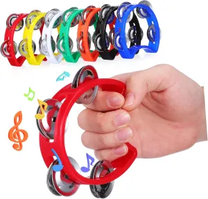 7Pcs Percussion Instruments Tambourines with motorcycle restrain rustic neighbor Jingle Bells Safe for Holiday Parties and Sports Games Beginner Musical TOYANDONA 