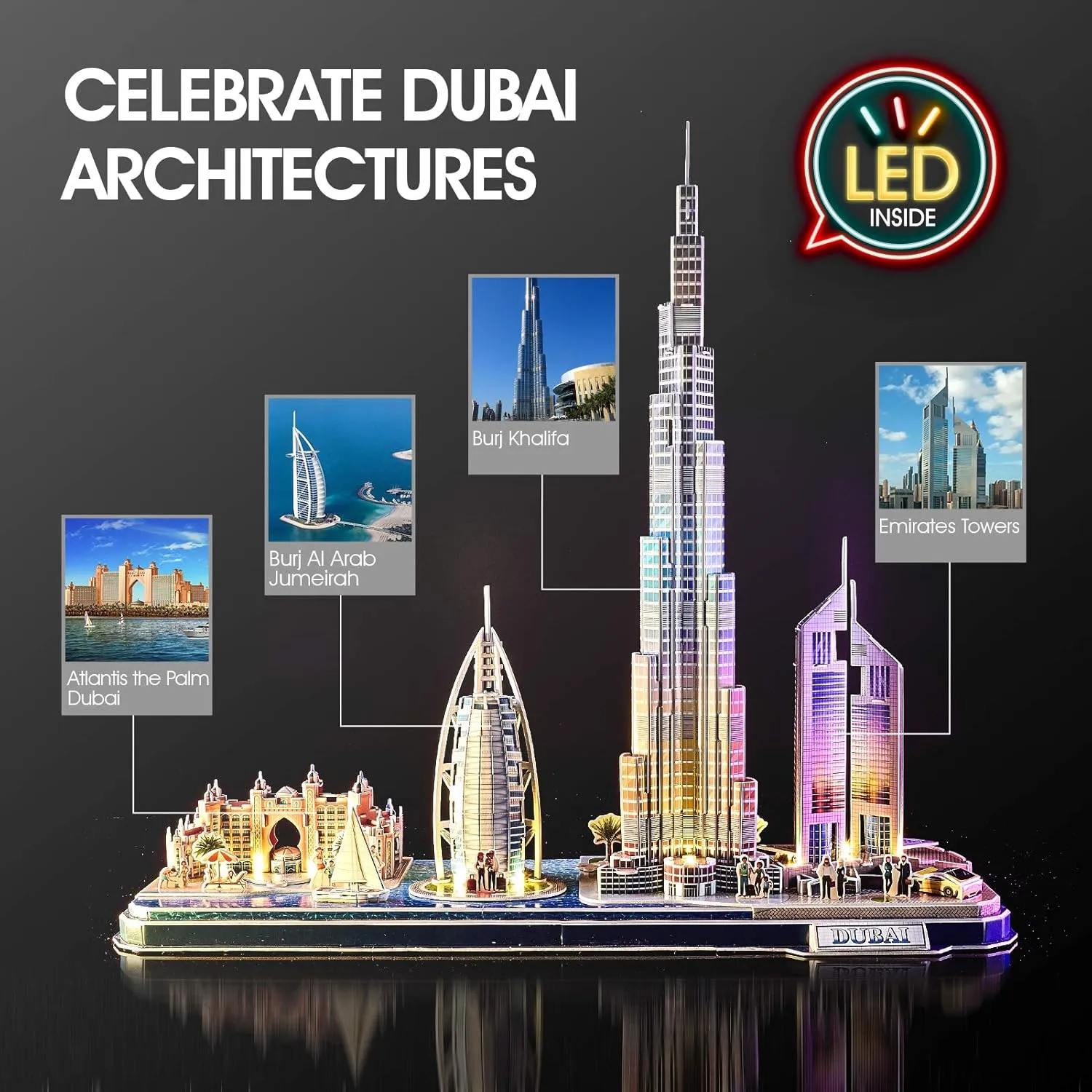 8-12 STEM Projects for Kids Ages 8-12 Gifts for 8 Year Old Toys for 8 Year Old Girls trade Lighting Architecture CubicFun 3D Puzzles for Kids Ages 8-10 LED Dubai Cityline, Arts and Crafts for Kids Ages 