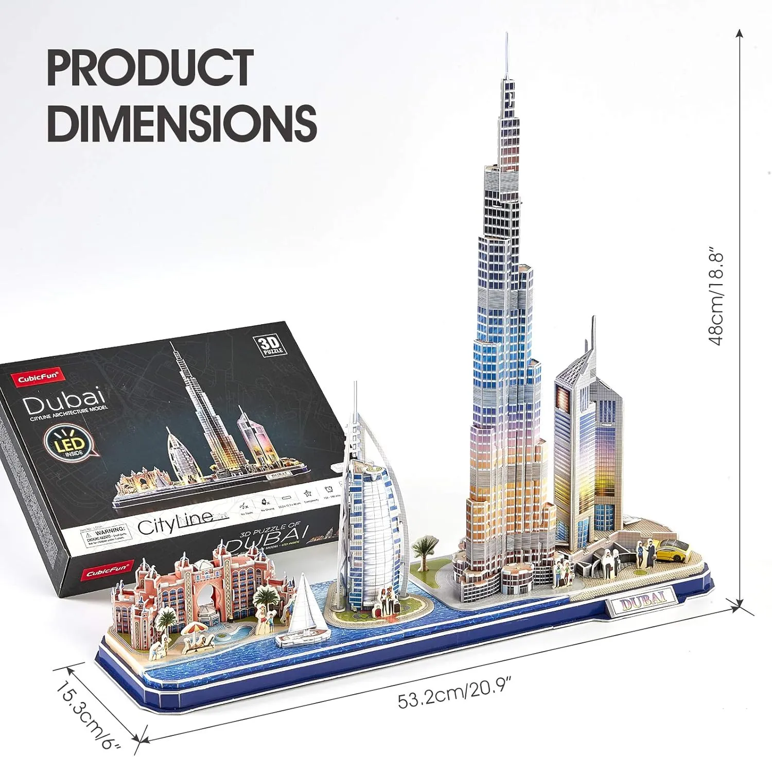 8-12 STEM Projects for Kids Ages 8-12 Gifts for 8 Year Old Toys for 8 Year Old Girls trade Lighting Architecture CubicFun 3D Puzzles for Kids Ages 8-10 LED Dubai Cityline, Arts and Crafts for Kids Ages 