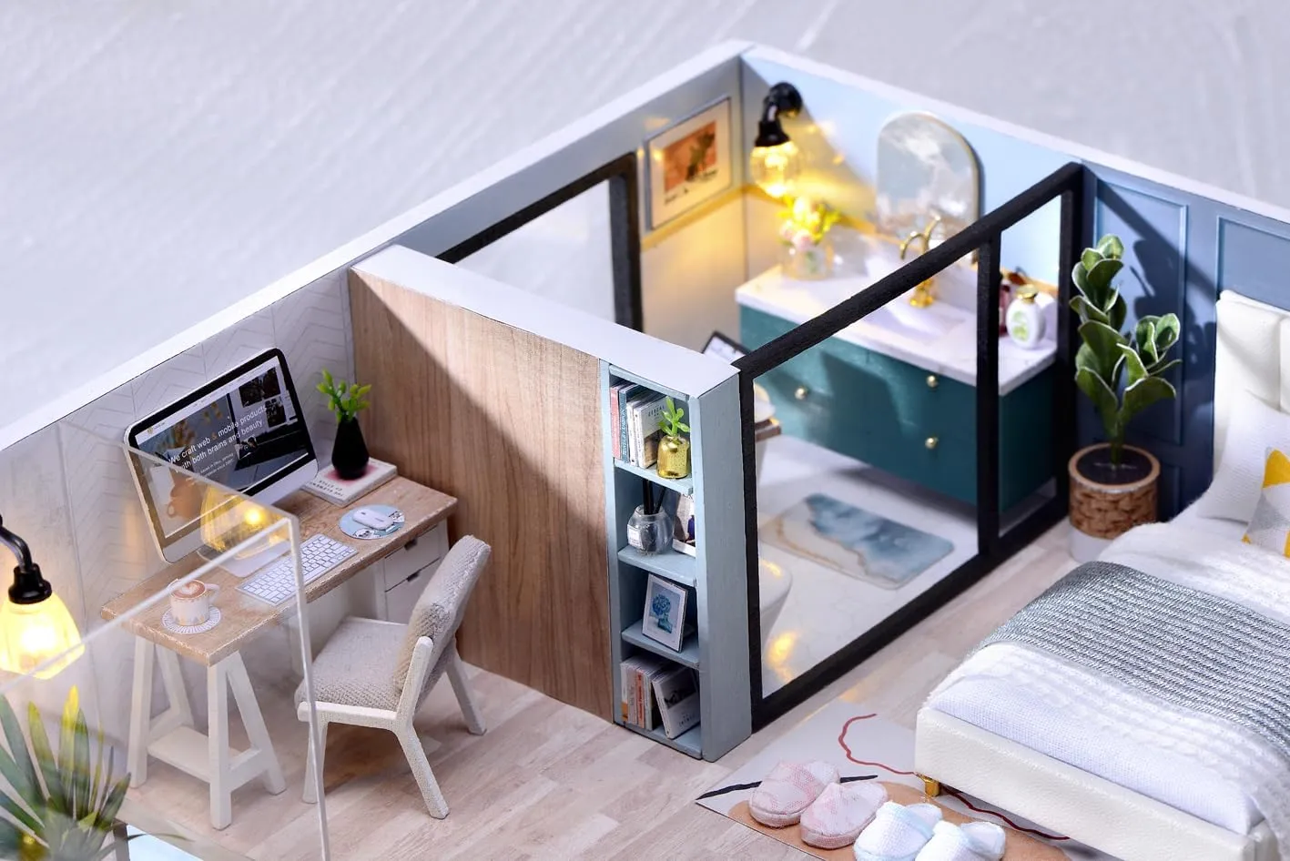 Accessories DIY Miniature House Kit (Satisfied Time) MAGQOO beluga therapy member craftspeople paperback DIY Miniature Dollhouse Kit with Furniture 1:32 Scale Creative Room Mini Wooden Doll House 