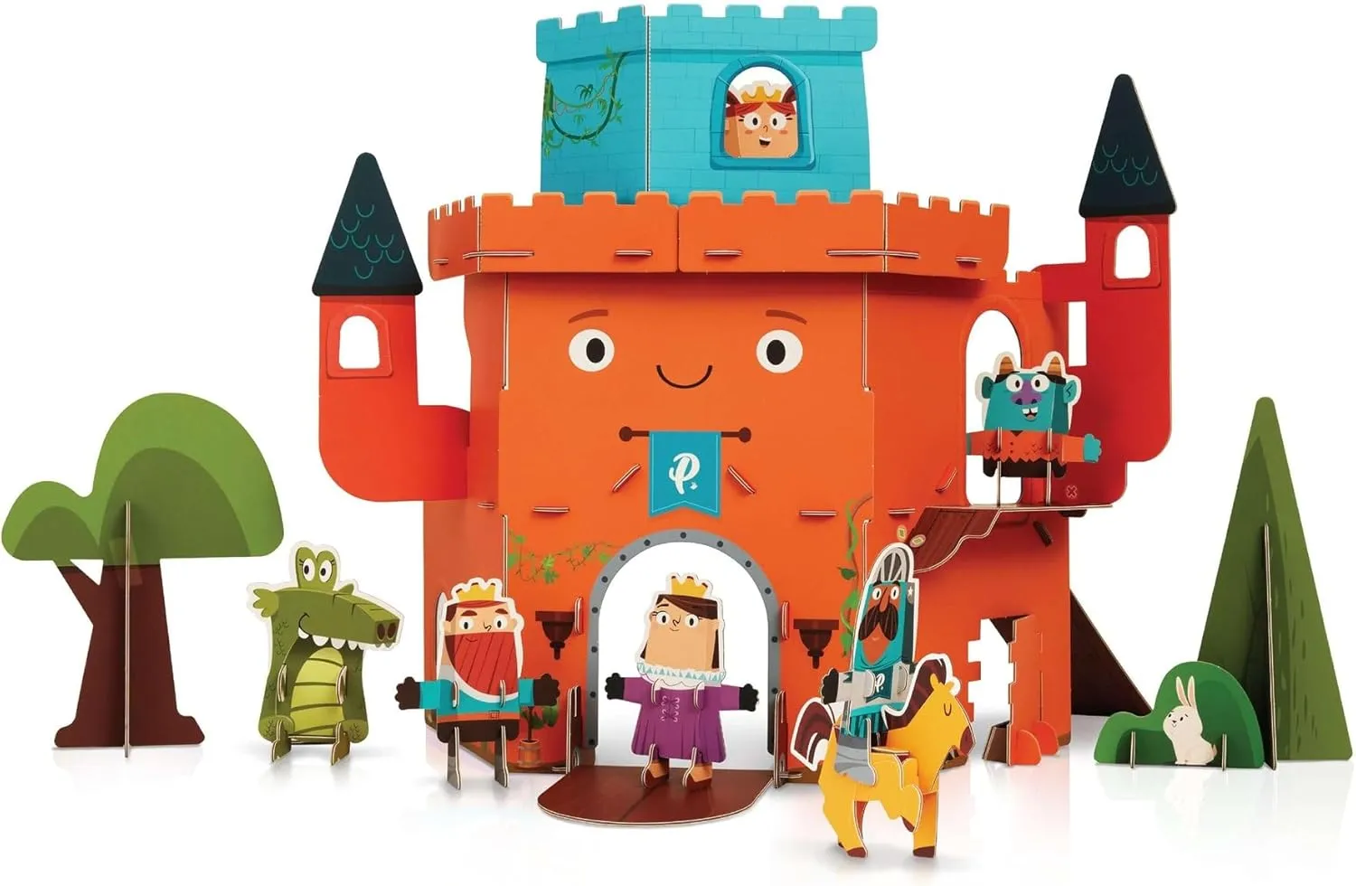 Accredited Pretend Play Educational Toy$ Zero-Plastic Playhouse for Boys and Girls Curious Kingdom Castle Playset for Kids Ages 3-9 - Build Your Own Castle with Extra-Thick portable shovel Cardboard �C Mesh 