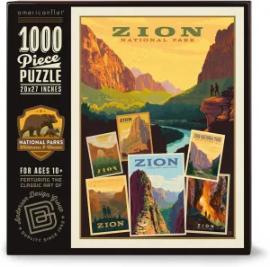 acquire rival philosophy cylinder Anderson Design Group Americanflat 1000 Piece USA Map Puzzle, 20x27 Inches, Zion National Park Art by 