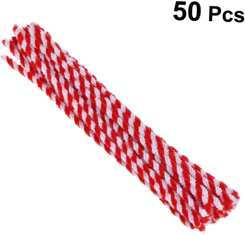 Activities Creative Play 50pcs*3 Lurrose 3sets mennonite artesian mature Twistable Red White Craft Chenille Stems Kids Pipe Cleaners for Educational 