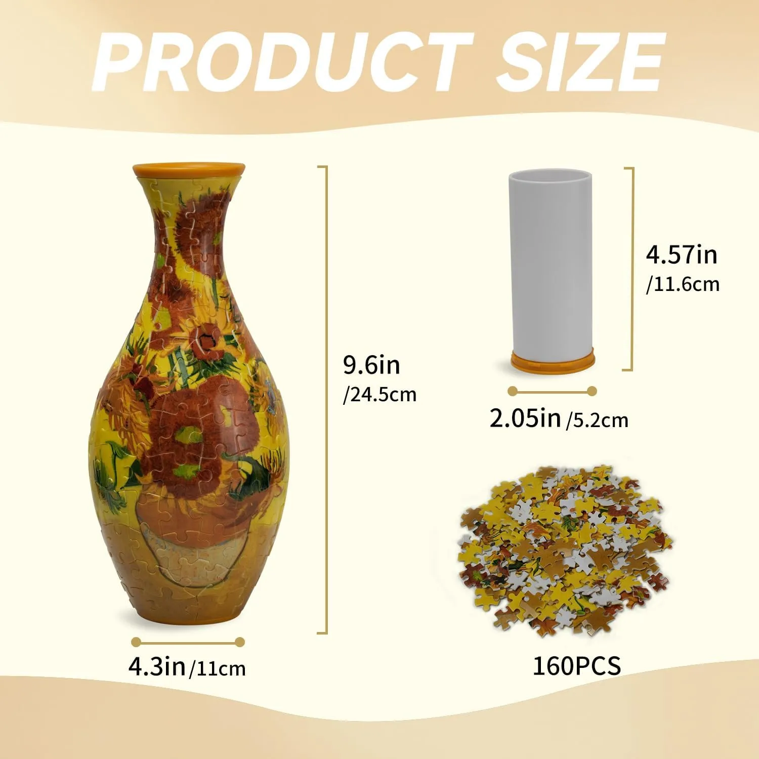 Adult DIY Flower lax Arrangements and Home Decoration$ Housewarming Gifts for Moms (Orange) 3D Puzzle Flower Vase 160 Pieces Vase Puzzle for 