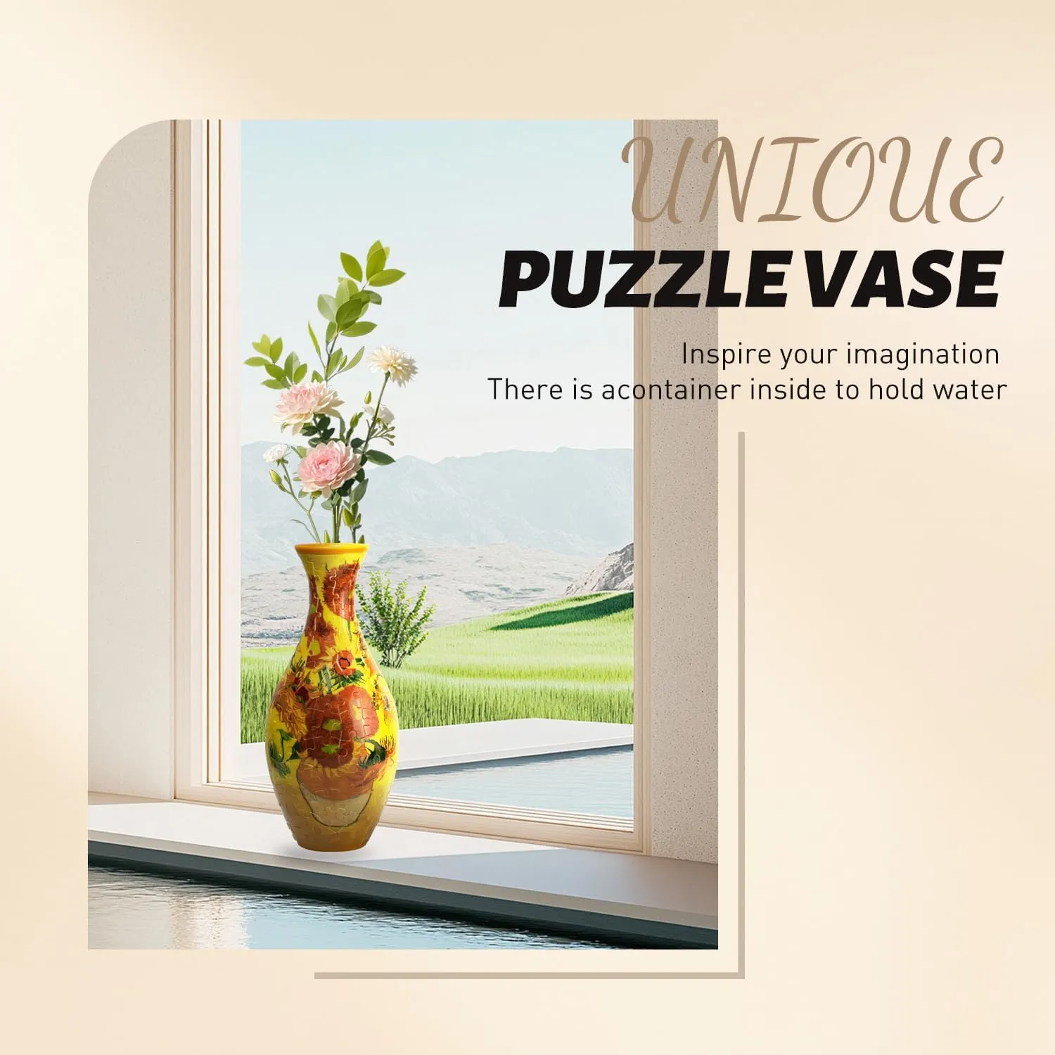 Adult DIY Flower lax Arrangements and Home Decoration$ Housewarming Gifts for Moms (Orange) 3D Puzzle Flower Vase 160 Pieces Vase Puzzle for 