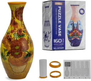 Adult DIY Flower lax Arrangements and Home Decoration$ Housewarming Gifts for Moms (Orange) 3D Puzzle Flower Vase 160 Pieces Vase Puzzle for 