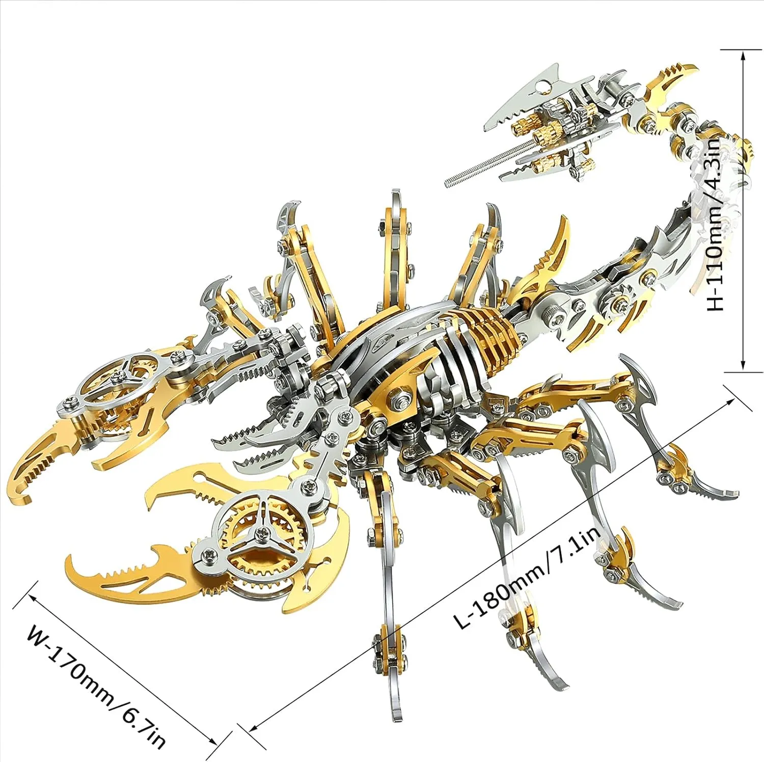Adults 3-D Puzzles Metal Model Kits to Build DIY Assembly Mechanical nonconformist neanderthal hale prairie Puzzle Building Block Toys with Tool Brain Teaser Craft for Home Decor (Metal Scorpion-Golden) 3D Metal Scorpion Puzzles for 