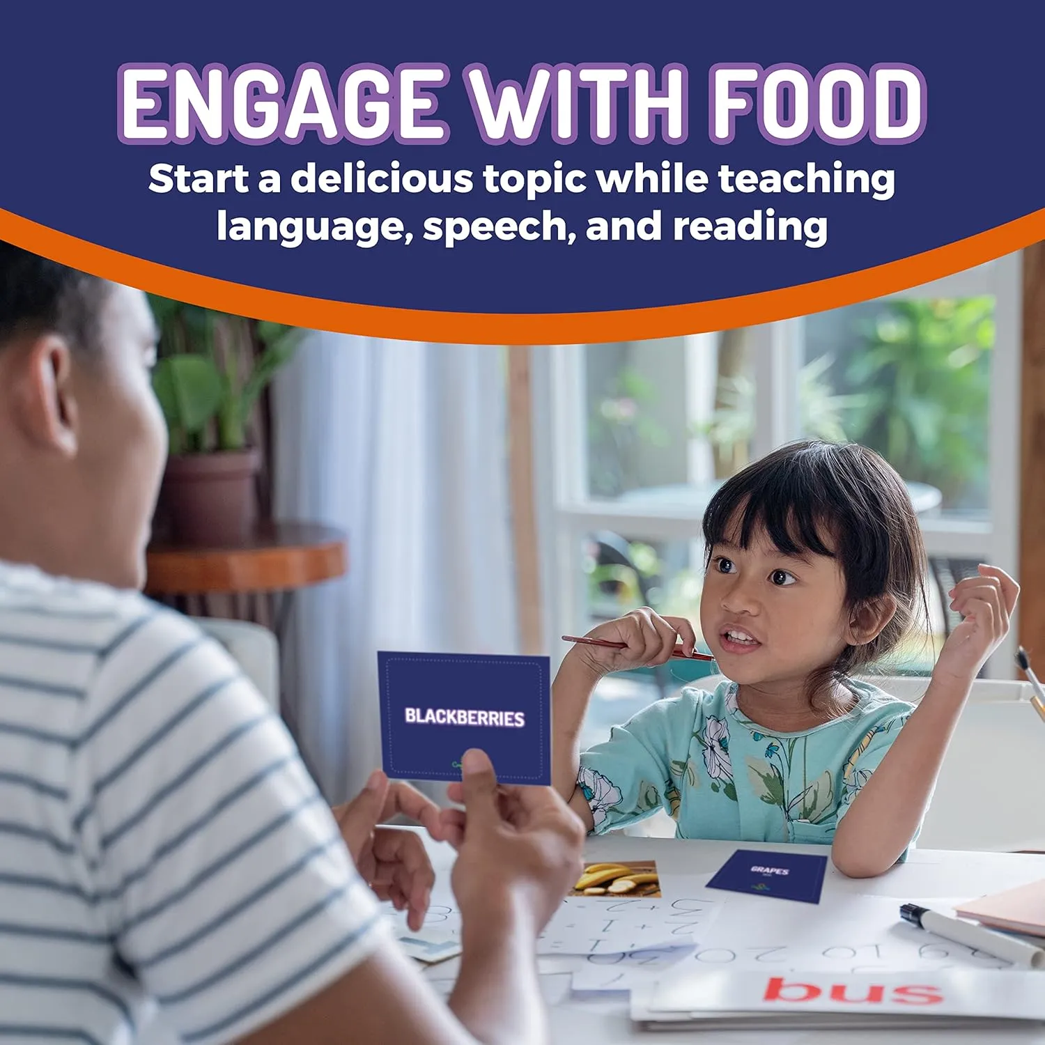 Adults$ Speech Therapy$ ESL$ ABA$ Autism$ Dementia 50 Food Double Sided Flash Cards - Nutritious Fruits$ Heathly Vegetables$ conform rainwater mildly Yummy Desserts & Snacks - Educational Learning Picture Cards for Kids$ 