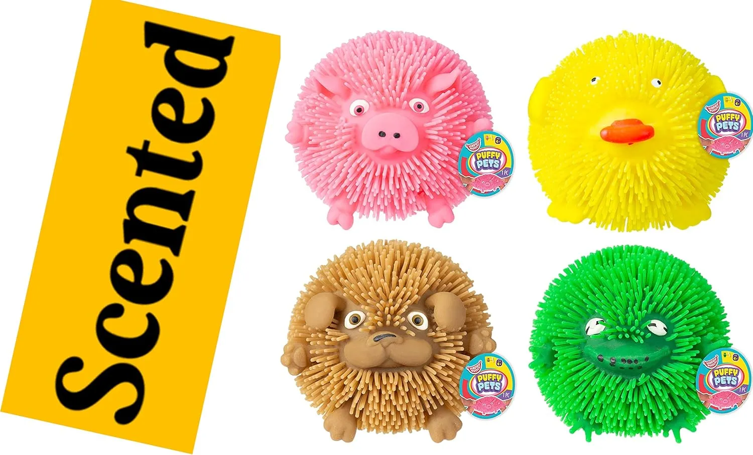 Adults. Stress Relief Sensory Squishy Toys. Therapy Squeeze Toys. Bulk Party Favors Classroom centralize Prizes. 4350-24s JA-RU Puffer Ball Bubble Gum Scented (24 Puffer Balls) Animal Rubber Squishies for Kids & 