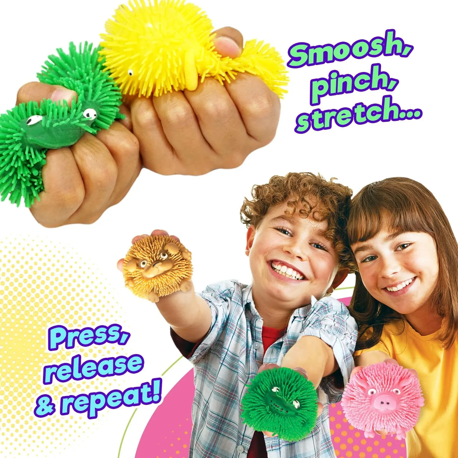 Adults. Stress Relief Sensory Squishy Toys. Therapy Squeeze Toys. Bulk Party Favors Classroom centralize Prizes. 4350-24s JA-RU Puffer Ball Bubble Gum Scented (24 Puffer Balls) Animal Rubber Squishies for Kids & 