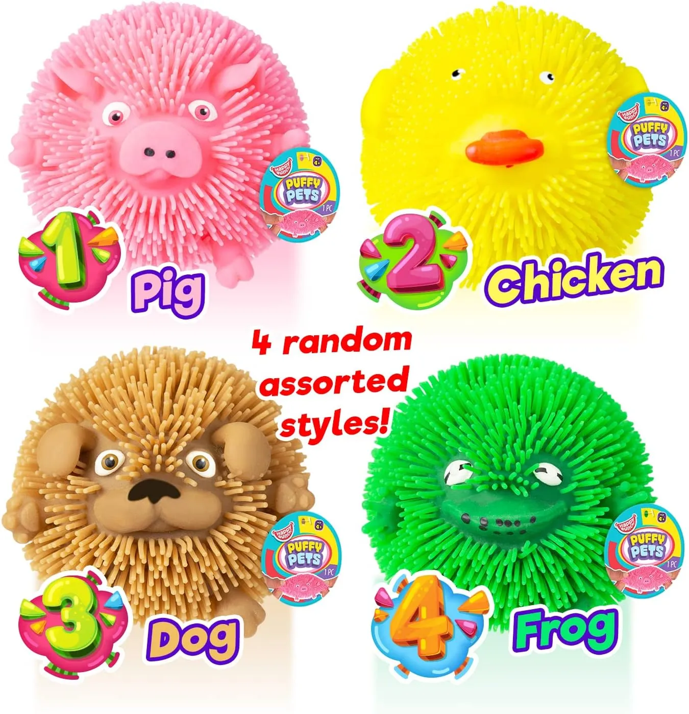 Adults. Stress Relief Sensory Squishy Toys. Therapy Squeeze Toys. Bulk Party Favors Classroom centralize Prizes. 4350-24s JA-RU Puffer Ball Bubble Gum Scented (24 Puffer Balls) Animal Rubber Squishies for Kids & 