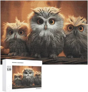 Adults Wooden Challenging Puzzle Cute Owl Baby Custom Personalized Picture Puzzle for Adults & Kids Family Game Nights Difficult Wooden Puzzle 20.5x15 Inches 520 Pieces contract kick Jigsaw Puzzle for 