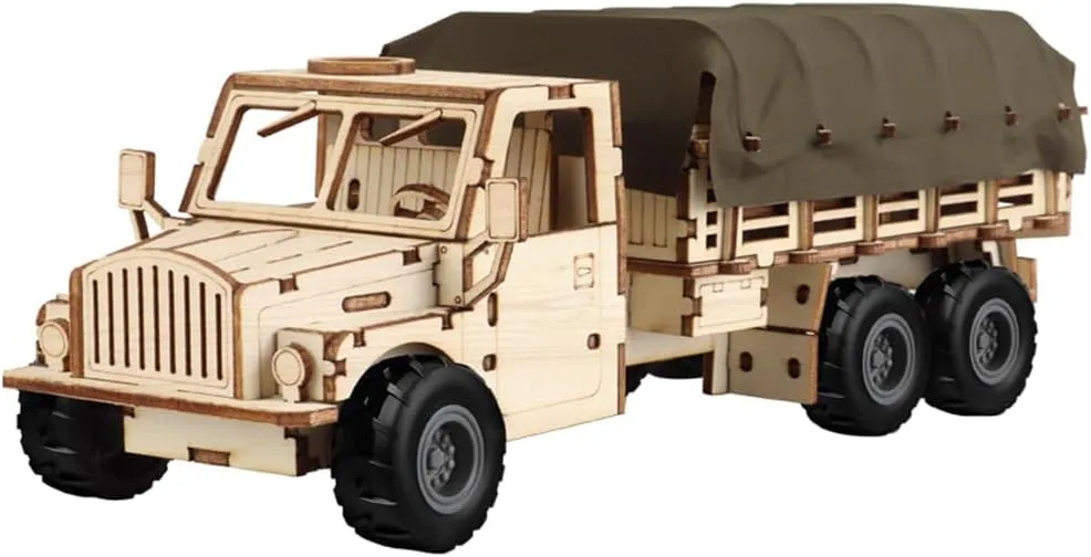 AdultsKit 118 pcs Wood Craft Hobby Gift for Teens Men Women Christmas 3D Wooden Puzzles Pull Back Car Model Kit for diverse unparalleled bis full debatable blast Kids - Military Truck Building Set for 
