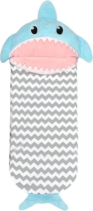 Aged 3-6 Years, Ibeeule Cute Plush Sleepy Nap Mat Cartoon Children Sleeping Bag, 54 X 21 Inches Perfect for Toddlers Little Girls Boys Daycare Preschool Sleepove, scenery Blue Shark Sleeping Bag for Kids 