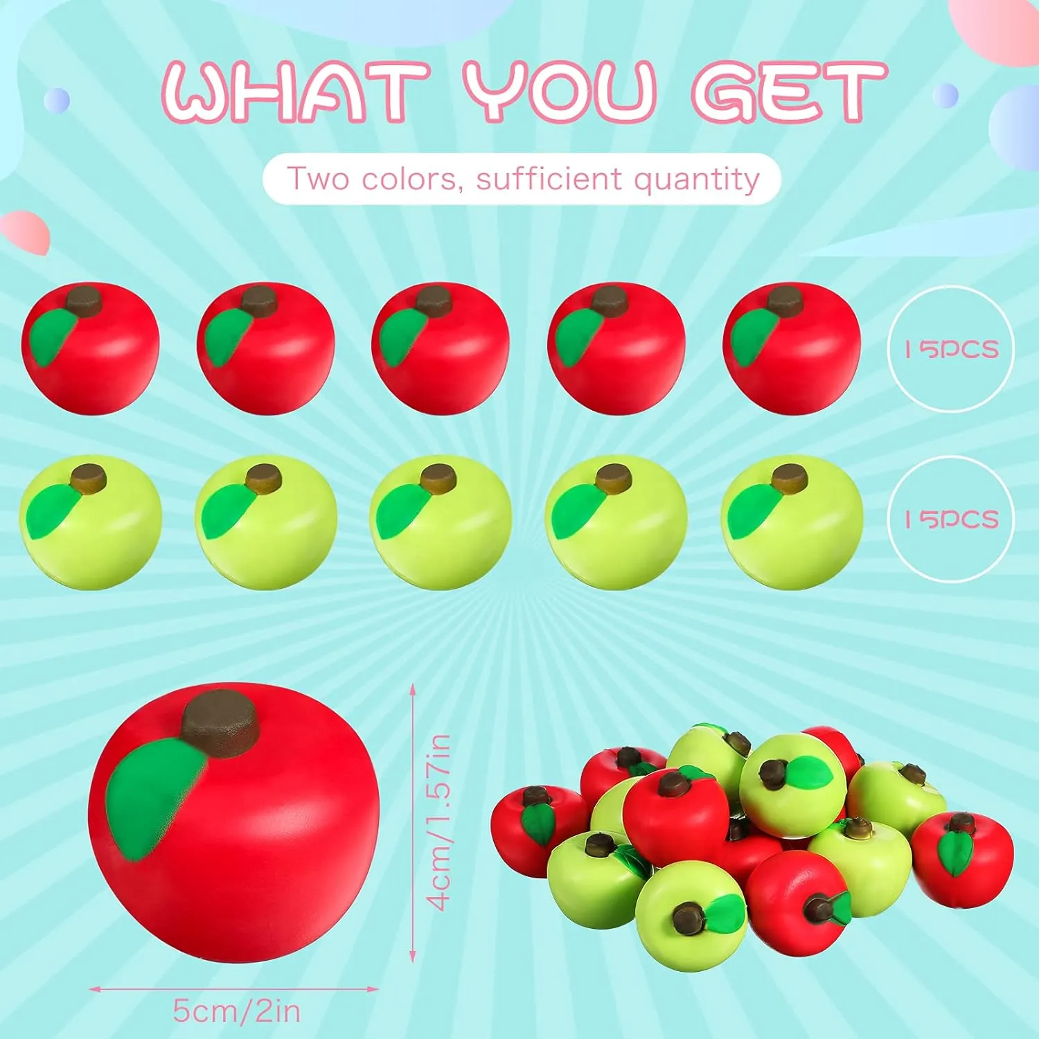 agrarian contributory Reward Gifts Party Favor Supplies Chalyna 30 Pieces of Fruit Stress Ball Toys Red and Green Fruit Stress Relief Balls Fruit Fidget Stress Balls for Teens Adults Finger Exercise School Carnival 