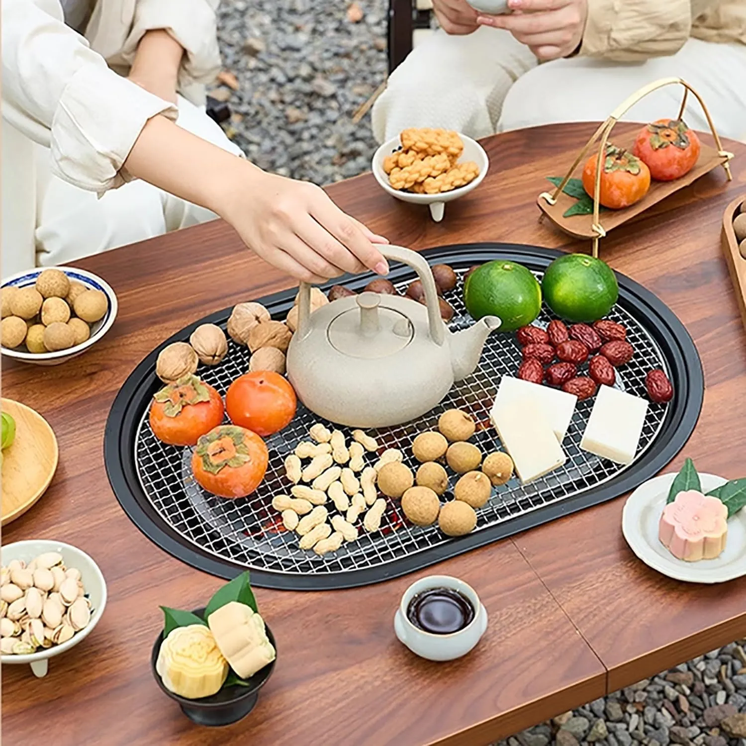 & Portable Easy to Assemble with Storage Carrying Bag for BBQ, Grill, Party, Picnics(96cm/37.8in) Portable Outdoor Folding Table right Picnic Barbecue Grill Table Wooden Desktop Lightweight 