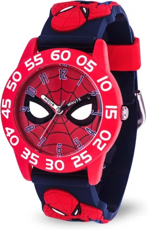 Analog microbe Quartz 3D Strap Watch Marvel Spider-Man Kids' Plastic Time Teacher 