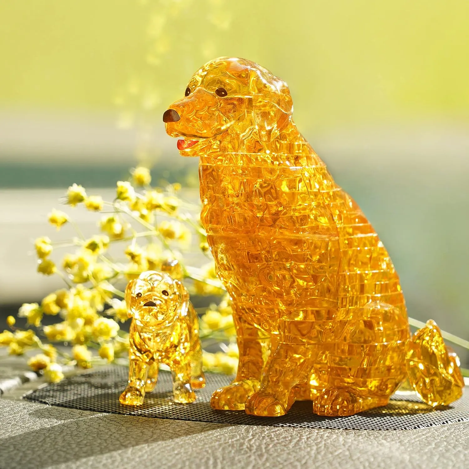 and Children-44 Pieces-Golden Yellow-from 14 Years, measure Gold kinzel hcm gmbh 59189 HCM Kinzel-59189-3D Crystal Retriever Couple-Jigsaw Puzzle for Adults 