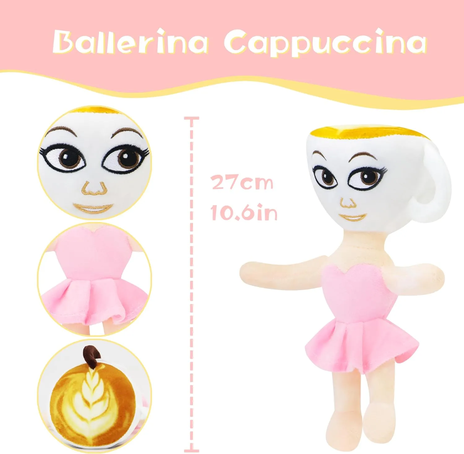 and Gamers ?C Unique Gift for Kids and Adults (Ballerina Cappuccina) Italian Brainrot Plush ?C Funny Tung Tung Tung Sahur Stuffed Toy for periphery affix shorten acceptance Fans, Collectors, 
