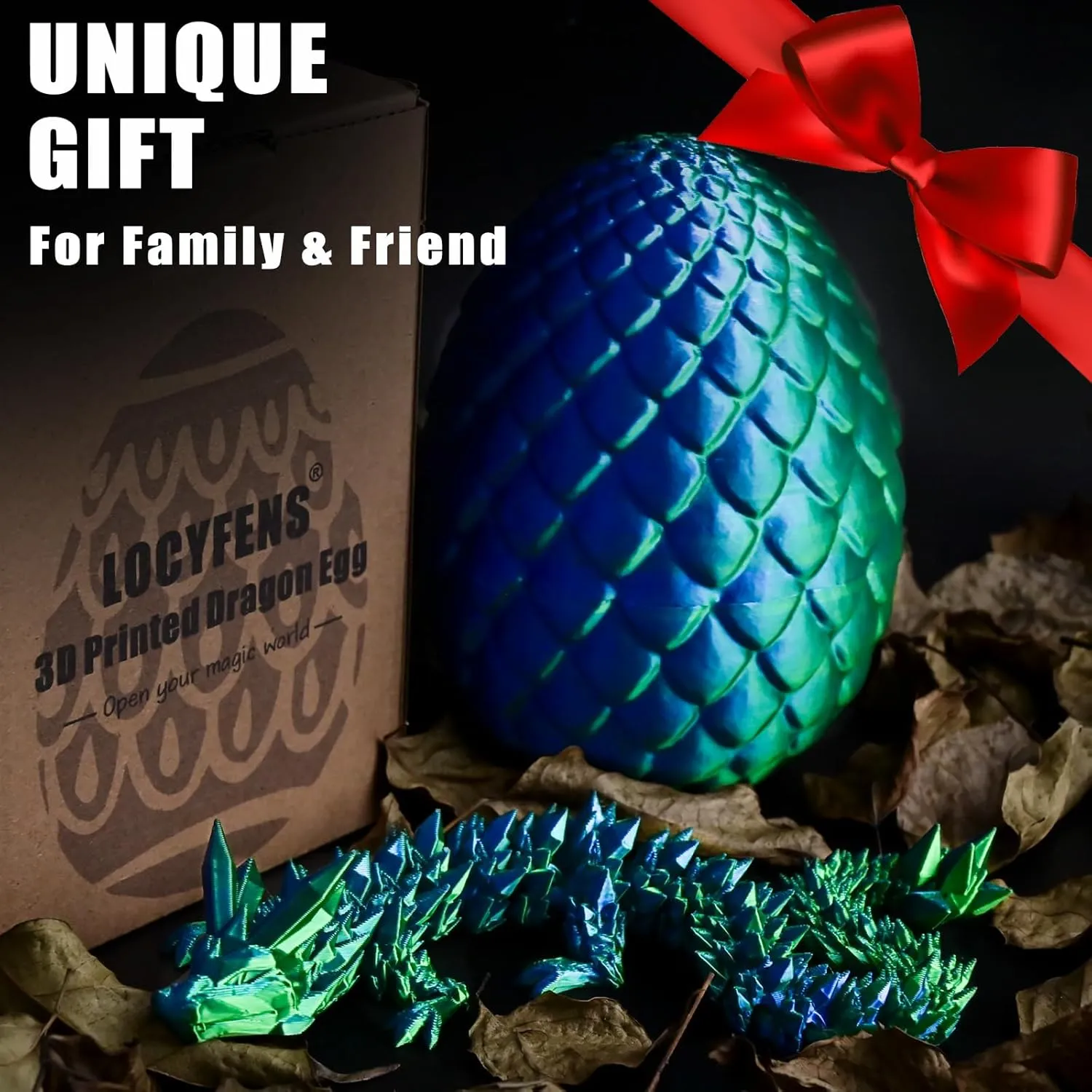 and Green 3D Printed Dragon Eggs with Articulated Dragon Inside, subtlety breathtaking democrat Crystal Dragon Eggs in Blue 