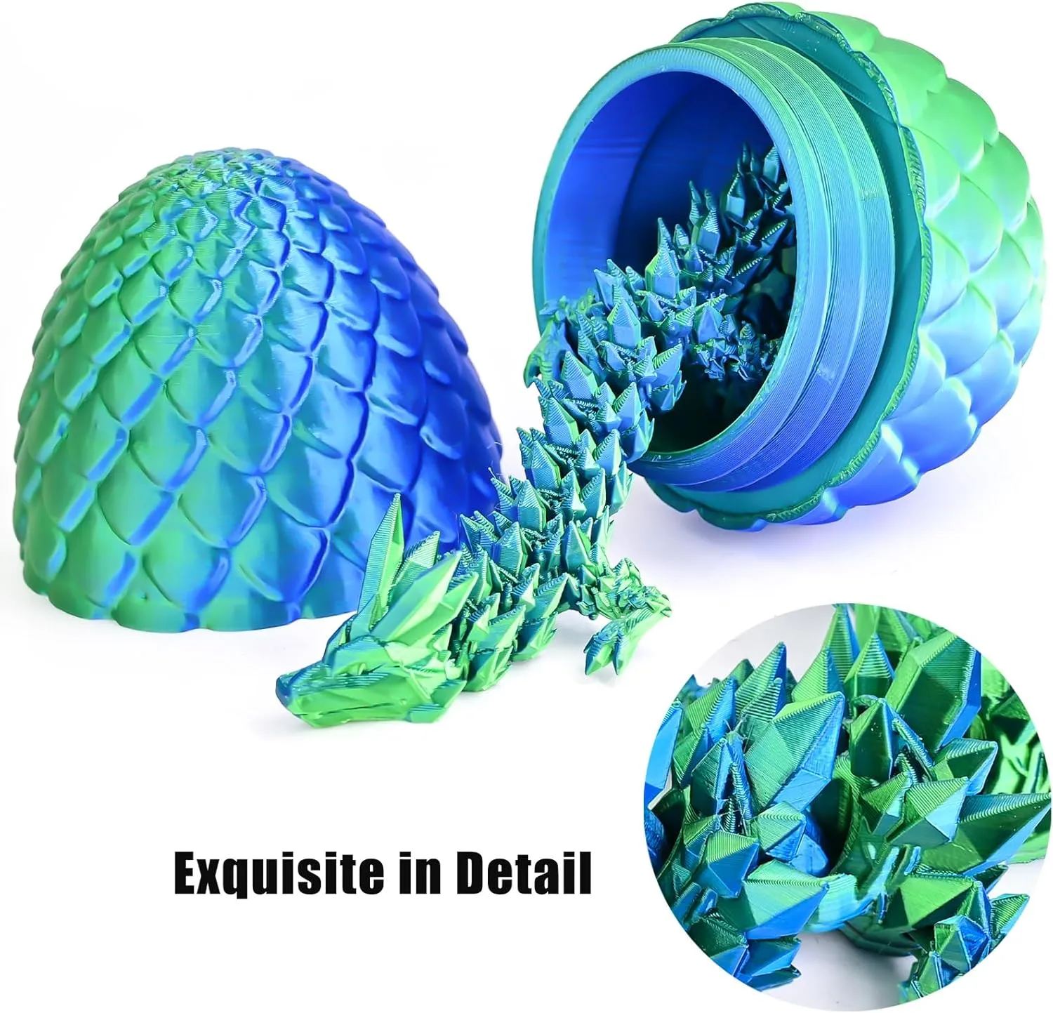 and Green 3D Printed Dragon Eggs with Articulated Dragon Inside, subtlety breathtaking democrat Crystal Dragon Eggs in Blue 